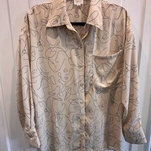 Modern print button down